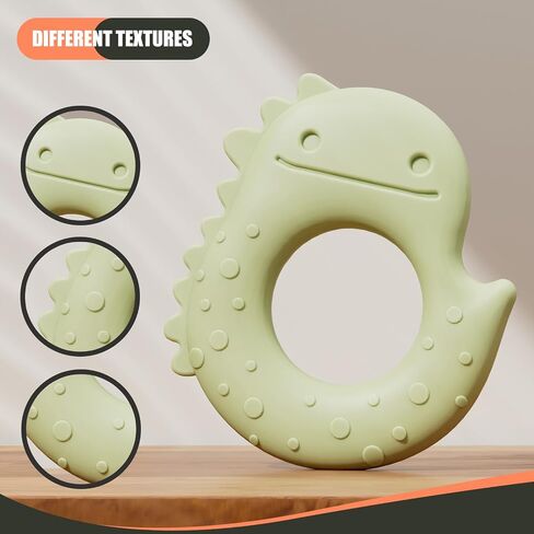 Baby Teething Toys for Babies 0-6 Months, Baby Teethers for Babies 3-6 6-12 Months Silicone Baby Chew Toys Gifts for Must Haves, BPA Free Dinosaur in Saudi Arabia