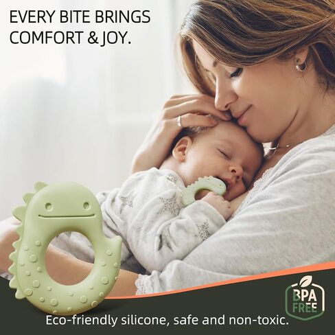 Baby Teething Toys for Babies 0-6 Months, Baby Teethers for Babies 3-6 6-12 Months Silicone Baby Chew Toys Gifts for Must Haves, BPA Free Dinosaur in Saudi Arabia
