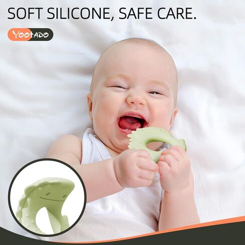 Baby Teething Toys for Babies 0-6 Months, Baby Teethers for Babies 3-6 6-12 Months Silicone Baby Chew Toys Gifts for Must Haves, BPA Free Dinosaur in Saudi Arabia