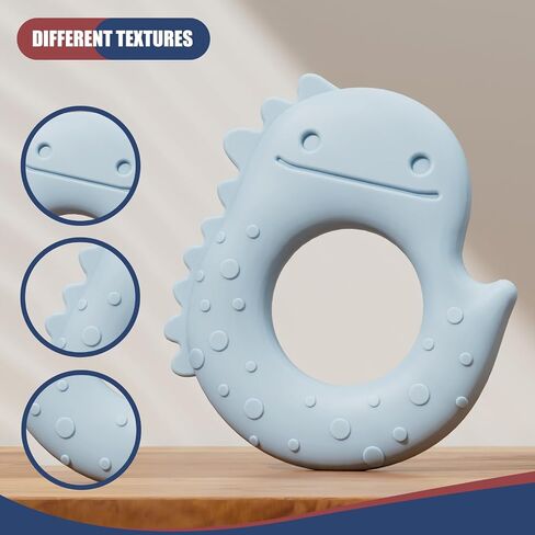 Baby Teething Toys for Babies 0-6 Months, Baby Teethers for Babies 3-6 6-12 Months Silicone Baby Chew Toys Gifts for Must Haves, BPA Free Dinosaur in Saudi Arabia