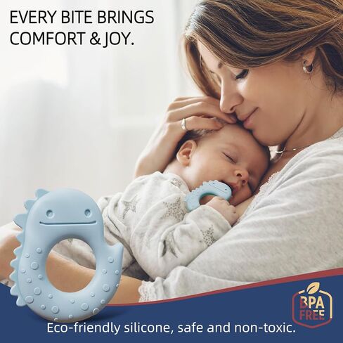 Baby Teething Toys for Babies 0-6 Months, Baby Teethers for Babies 3-6 6-12 Months Silicone Baby Chew Toys Gifts for Must Haves, BPA Free Dinosaur in Saudi Arabia