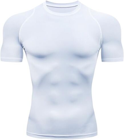 Men's Compression Shirt Short Sleeve Sports T-Shirt Training Shirt Elastic Quick-Drying Running Shirt in Saudi Arabia