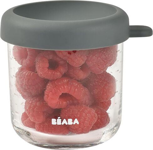 Beaba 2 Pack Glass Baby Food Jars, Freezer, Sterilizer, and Dishwasher Safe, 8 oz Baby Food Storage Jars with Silicone Air Tight Lid, Midnight in Kuwait