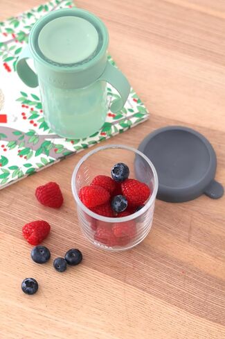 Beaba 2 Pack Glass Baby Food Jars, Freezer, Sterilizer, and Dishwasher Safe, 8 oz Baby Food Storage Jars with Silicone Air Tight Lid, Midnight in Kuwait
