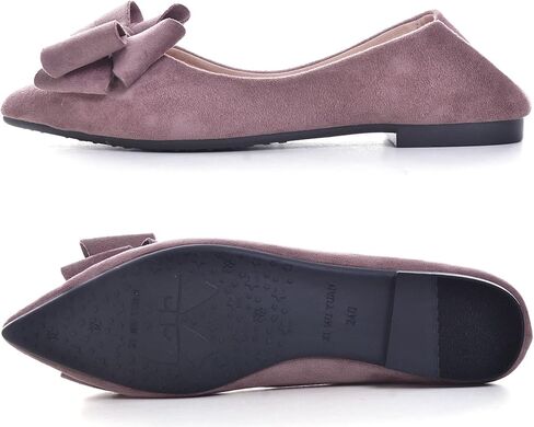 SAILING LU Bow Ballet Flats Womens Pointy Toe Flat Shoes Suede Dress Shoes Wear to Work Slip On Moccasins Pink Purple Size 10 in Saudi Arabia