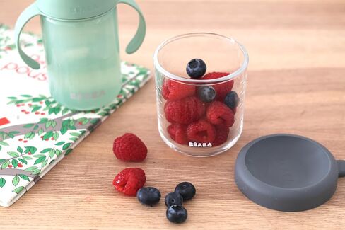 Beaba 2 Pack Glass Baby Food Jars, Freezer, Sterilizer, and Dishwasher Safe, 8 oz Baby Food Storage Jars with Silicone Air Tight Lid, Midnight in Kuwait