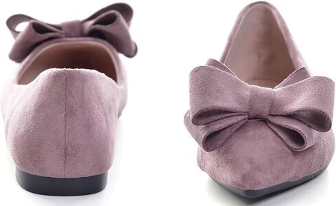SAILING LU Bow Ballet Flats Womens Pointy Toe Flat Shoes Suede Dress Shoes Wear to Work Slip On Moccasins Pink Purple Size 10 in Saudi Arabia