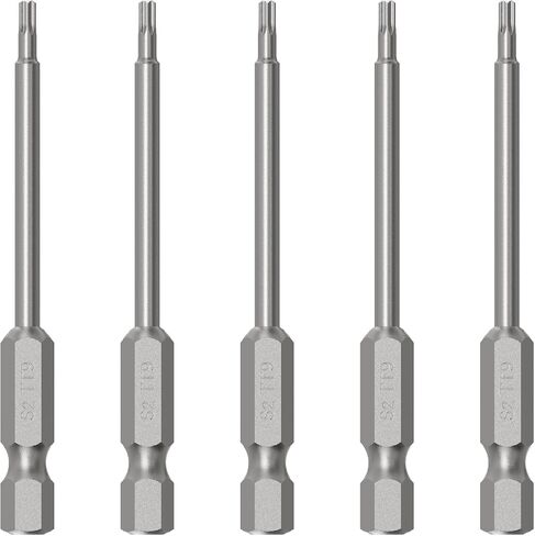 5PCS T10 Magnetic Tamper Proof Torx Screwdriver Bits, 1/4 Inch Hex Shank 3.9 Inch Length S2 Steel Security Drill Torx Head Drill Screw Driver Tools(100mm Long, Star 6 Point) in Saudi Arabia