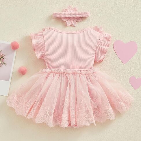 Newborn Baby Girl Clothes Boho Lace Rompers Dress Floral Half First 1st Birthday Newborn Photography Outfits in Saudi Arabia