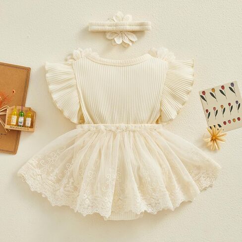 Newborn Baby Girl Clothes Boho Lace Rompers Dress Floral Half First 1st Birthday Newborn Photography Outfits in Saudi Arabia