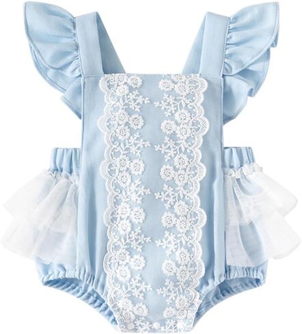 Newborn Baby Girl Clothes Boho Lace Rompers Dress Floral Half First 1st Birthday Newborn Photography Outfits in Saudi Arabia