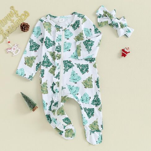 SAYOO Newborn Coming Home Outfit Baby Girl Zip Up Ruffle Frills Footie Romper Jumpsuit One-Piece Baby Play Hospital Clothes in Saudi Arabia