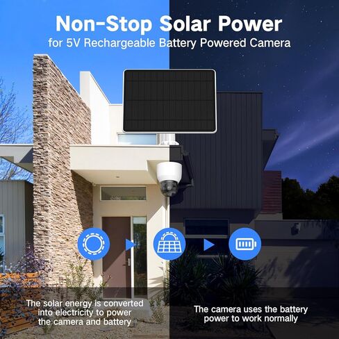 Solar Panel for Security Camera, Solar Panel with Micro USB & USB-C Port for DC 5V Outdoor Rechargeable Battery Camera, IP65 Waterproof Solar Panel with 9.8ft Cable, Adjustable Security Mount in Saudi Arabia