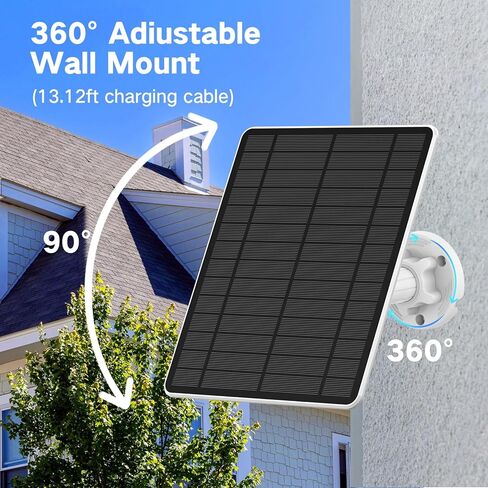Solar Panel for Security Camera, Solar Panel with Micro USB & USB-C Port for DC 5V Outdoor Rechargeable Battery Camera, IP65 Waterproof Solar Panel with 9.8ft Cable, Adjustable Security Mount in Saudi Arabia