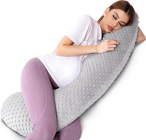 Lightweight Pregnancy Pillow Soft Maternity Full Body Pillow, Long J-Shaped Pillow for Sleeping on The Side, Breathable Bean-Shaped Cover in Saudi Arabia