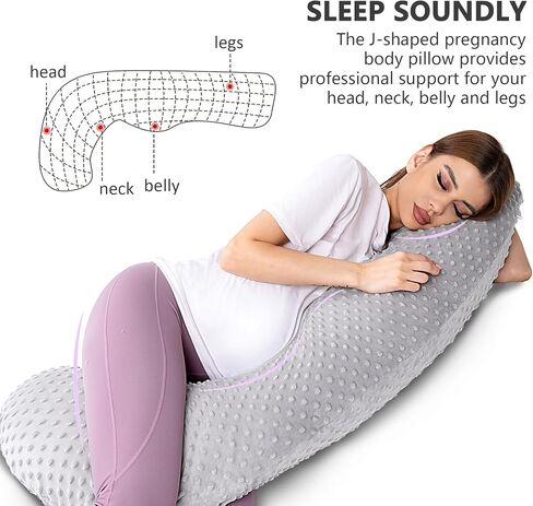 Lightweight Pregnancy Pillow Soft Maternity Full Body Pillow, Long J-Shaped Pillow for Sleeping on The Side, Breathable Bean-Shaped Cover in Saudi Arabia