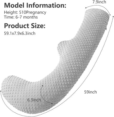 Lightweight Pregnancy Pillow Soft Maternity Full Body Pillow, Long J-Shaped Pillow for Sleeping on The Side, Breathable Bean-Shaped Cover in Saudi Arabia