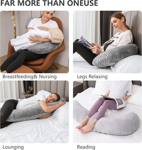 Lightweight Pregnancy Pillow Soft Maternity Full Body Pillow, Long J-Shaped Pillow for Sleeping on The Side, Breathable Bean-Shaped Cover in Saudi Arabia