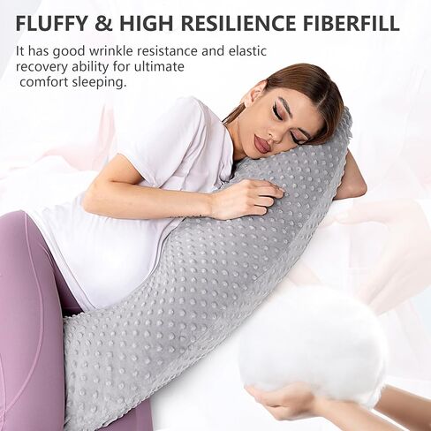 Lightweight Pregnancy Pillow Soft Maternity Full Body Pillow, Long J-Shaped Pillow for Sleeping on The Side, Breathable Bean-Shaped Cover in Saudi Arabia