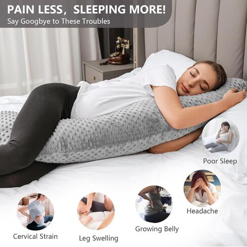 Lightweight Pregnancy Pillow Soft Maternity Full Body Pillow, Long J-Shaped Pillow for Sleeping on The Side, Breathable Bean-Shaped Cover in Saudi Arabia