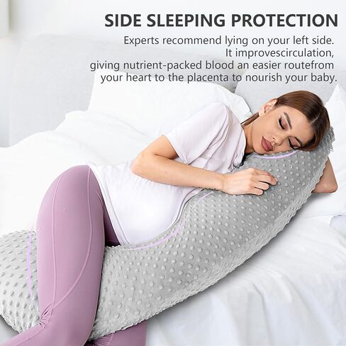 Lightweight Pregnancy Pillow Soft Maternity Full Body Pillow, Long J-Shaped Pillow for Sleeping on The Side, Breathable Bean-Shaped Cover in Saudi Arabia