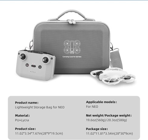 Carrying Case for DJI Neo, PU Portable Protective Storage Bag with Shoulder for DJI Neo Fly More Combo Accessories, for RC-N3 Remote Controller Drone Battery Charging Hub(Grey) in Saudi Arabia