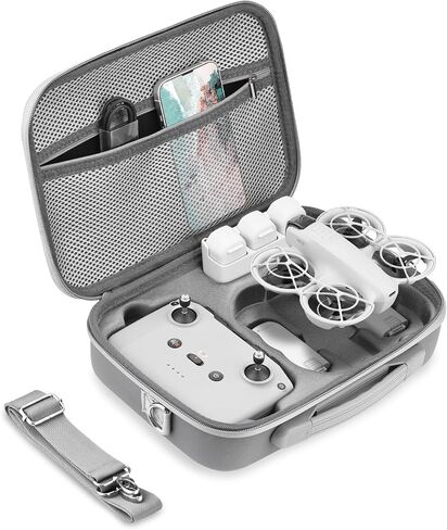 Carrying Case for DJI Neo, PU Portable Protective Storage Bag with Shoulder for DJI Neo Fly More Combo Accessories, for RC-N3 Remote Controller Drone Battery Charging Hub(Grey) in Saudi Arabia