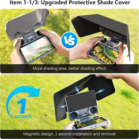غطاء حماية من الشمس مغناطيسي مع حماية للشاشة وعصا التحكم لـ DJI Mini 4 Pro & Mavic Air 3/3S RC 2-3-IN-1 RC2 ملحق غطاء ظلة لجهاز التحكم عن بعد in Kuwait