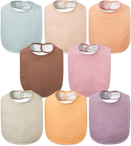 Lilian&Gema Baby Bibs 8 Pack Baby Drool Bibs for Unisex Boys Girls,Soft Cotton Bibs for Teething and Drooling Newborn in Kuwait
