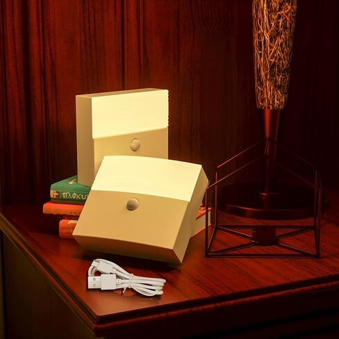 Rechargeable Battery Night Light, Motion Sensor LED Warm Lights for Kitchen, Kids' Room, Stairway, and Anywhere You Need Little Extra Light-Square 2 PCS in Saudi Arabia