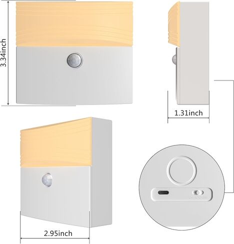 Rechargeable Battery Night Light, Motion Sensor LED Warm Lights for Kitchen, Kids' Room, Stairway, and Anywhere You Need Little Extra Light-Square 2 PCS in Saudi Arabia