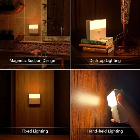 Rechargeable Battery Night Light, Motion Sensor LED Warm Lights for Kitchen, Kids' Room, Stairway, and Anywhere You Need Little Extra Light-Square 2 PCS in Saudi Arabia
