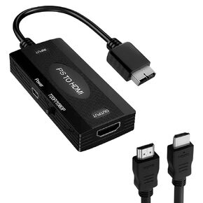 PS2 to HDMI Adapter HDMI Cable PS2 to HDMI Converter Support 4:3/16:9 Screen Aspect Ratio Switch in 720/ 1080P Resolution