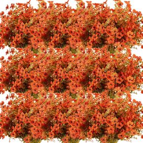 Zeyune 48 Bundles Outdoor Artificial Flowers UV Resistant No Fade Violet Artificial Fall Flowers Plastic Outdoor Fake Plants for Outside Hanging Home Wedding Kitchen Garden Decor(Black)