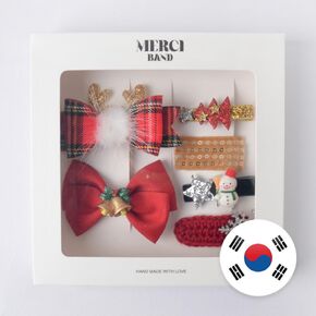 Merry Christmas hairclip gift set (6pcs/pack) all made in Korea. girl's gift set, snap clip, barretta clip, baby pin, children's hair accessory