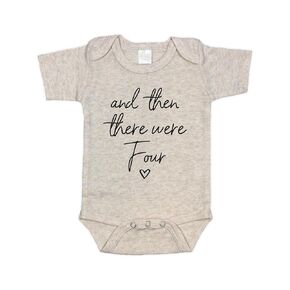 Surprise Pregnancy Announcement Infant Bodysuit - And Then There Were Four - New Baby Reveal Gift for Grandparents, Aunts, Uncles, Friends, and Family (Natural)
