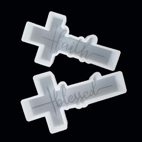 قالب منعش للسيارة من Faith and Blessed Cross - قالب سيليكون على شكل قلادة متقاطعة - قالب خرز عطري - قالب شمعة معطرة - قالب راتنجات الإيبوكسي لصنع هدايا ديكور المنزل بنفسك - قطعتان