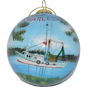 Blown Glass Christmas Ornament | Illustrated Charleston | Hand Painted Inside | Original Art | Includes Gift Box