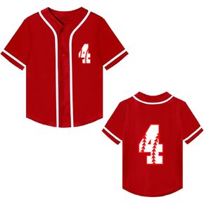 Mowbeat Toddler Baseball Jersey Kids 2 Year Old Birthday Shirt Boy 3rd 4th Birthday Party Short Sleeve Button T Shirts