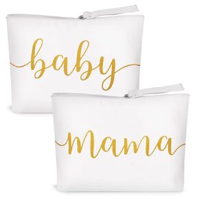 New Mom Gifts Mommy Canvas Pouch Mama Bag Makeup Bag Baby Shower Gifts for Mom Pregnancy Gifts for Expecting Mom
