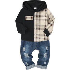 YUEMION Toddler Boy Clothes Long Sleeve Print Hoodies +Denim Pants 2Pcs Fall Winter Sweatshirt Baby Boy Outfits Set 1-6T