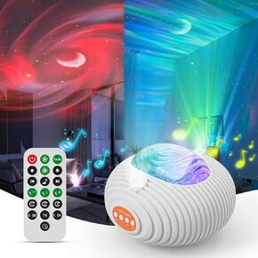 ALACRIS Galaxy Projector, 4-in-1 Star Light Projector with Aurora and Spiral Galaxy, Starry Sky and Moon, Multicolor Night Light Projector with Timer and White Noise