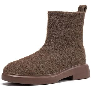 BEJINASH Women's Ankle Boots Fashion Versatile Lightweight Anti-Slip Round Toe Women's Low Heel Knit Boots