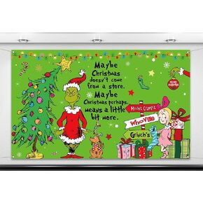 Nepnuser Merry Christmas Photo Booth Backdrop Green Elf Welcome to Whoville Xmas Decorations Winter Holiday Party Supply Indoor Outdoor Wall Decor (5.9×3.6ft)