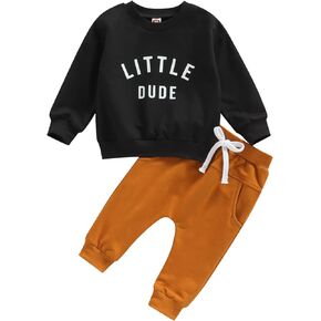 Toddler Baby Boy Clothes Crewneck Letter Print Shirt Long Sleeve Sweatshirt Pants Cute Fall Winter Outfits in Kuwait