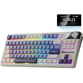 RK ROYAL KLUDGE S85 Wireless Mechanical Keyboard, TKL Keyboard with Display & Ratchet Knob, Triple-Mode Bluetooth/2.4GHz/USB-C, Custom Tactile Silent Switches, 7200mAh Battery, Hot Swappable, 85 Keys