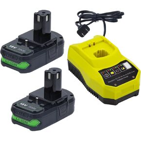 2Pack 3.5Ah P107 Battery and Charger Set for Ryobi 18V Battery, Compatible with Ryobi 18V ONE + P108 P107 P104 P105 P102 P103 Tools Charger with 260051002 P117 P118