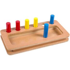 Montessori Materials Colored Cylinder and Base Toddler Preschool Toy