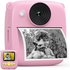 Kids Camera Instant Print, Christmas Birthday Gifts for Girls Boys Age 3-12, Digital Camera with 1080P Videos, Kids Cameras with 32GB SD Card for 4 5 6 7 8 9 Year Old Kids Pink