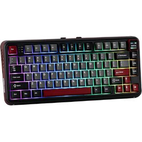 Vibe75 75% Wireless Gaming Keyboard with Interchangeable Screen&Knob Modules, Gasket Mechanical Keyboard, Hot Swappable Creamy Keyboard with BT5.0/2.4GHz/USB-C, 5-Layer Padding, RGB (Blue)